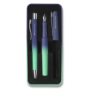 Faber-Castell Poly Ball Flow Füllfederhalter- und Kugelschreiber-Set in der Farbe Buzzing Blue
